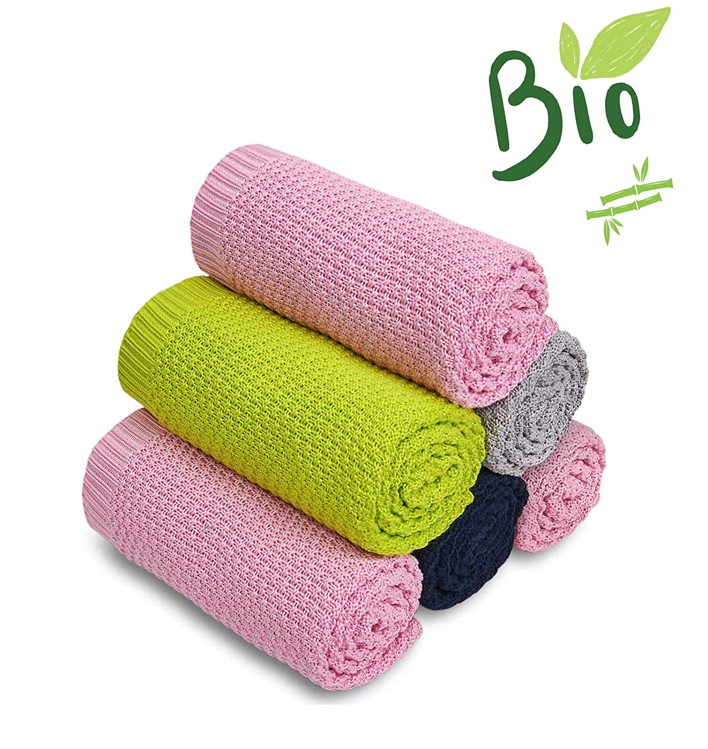 Bellochi Juego de 2 Mantas de Bambu para Bebe - Acogedor Mantita para Chica o Chico - Suave Aireado Verano Manta Bebe Recien Nacido - Oeko-Tex Certificado - 100x80 cm y 130x170 cm - Creamy Nut