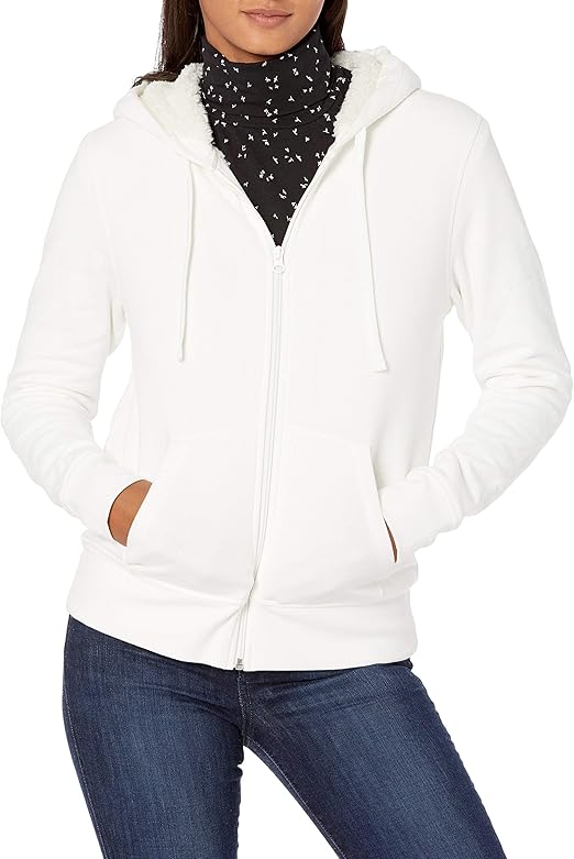 Amazon Essentials Women's Sherpa-Lined Fleece Full-Zip Hooded Jacket (Available in Plus Size)