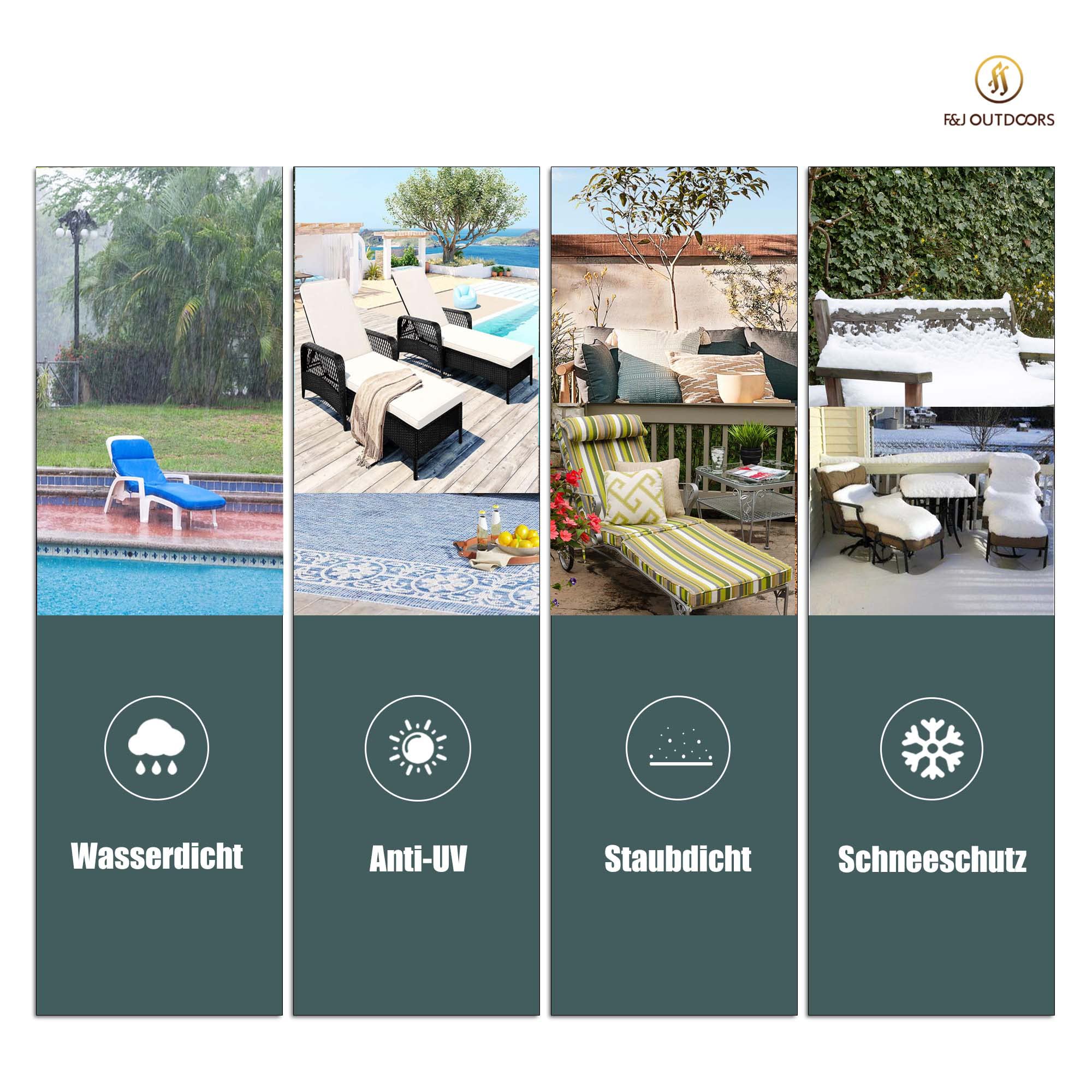 F&J Outdoors Sdraio da Spiaggia Coprisdraio Copertura per Lettino da Giardino Copri Poltrona da Esterno Impermeabile Custodia Protettiva Antipolvere Resistente alle alte/neve 201x76x35,5/76cm
