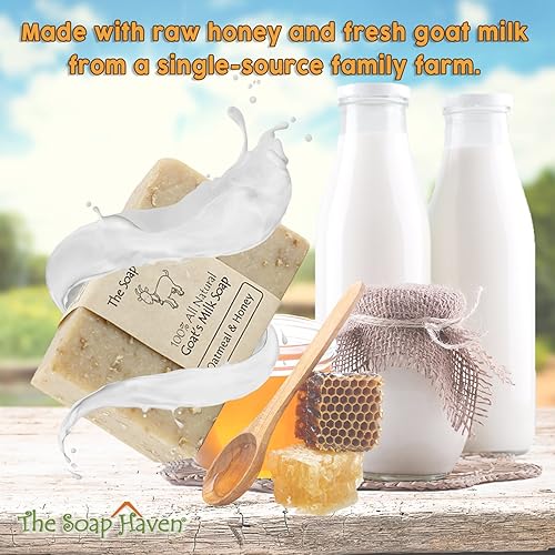 Miniatura 3 de Paquete de barra de jabón de leche de cabra de avena, miel, leche y miel. Sin SLS, parabenos ni fragancia. Hecho a mano en Estados Unidos