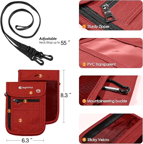 Miniatura 6 de Soporte para pasaporte con bloqueo RFID, bolsa para el cuello de viaje para mujeres y hombres para mantener seguro el efectivo y los documentos,