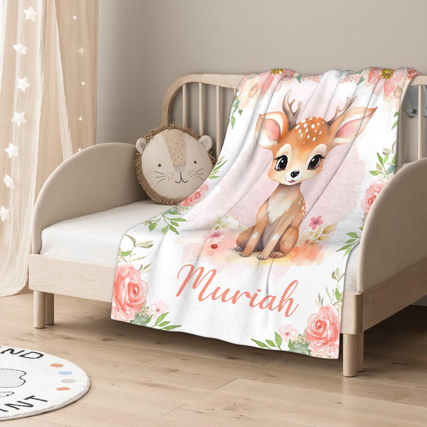 Custom Deer Baby Blanket Personalized Baby Blanket with Name,Custom Blankets for Kids,Ultra Soft Customized Blankets for Adult,Gift Name Blanket for Birthday Christmas,Baby Size-30"x40"
