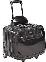 A1 FASHION GOODS Genuine Leather Pilot Case Trolley Laptop Business Travel Weekend Bag Black AL1