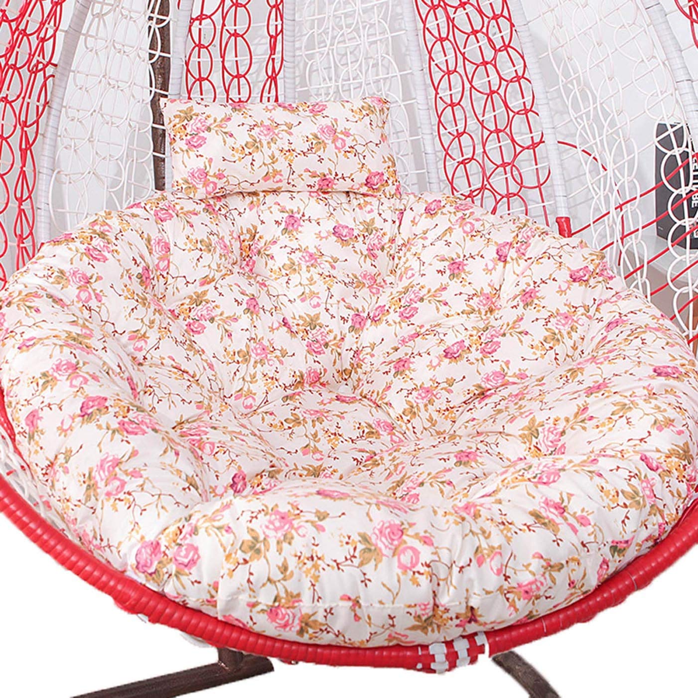 ERTsrhFD Hanging Swing Chair Outdoor Thicken Hammock Cushions With Pillow, Washable Cover Pads for Garden(Floral)