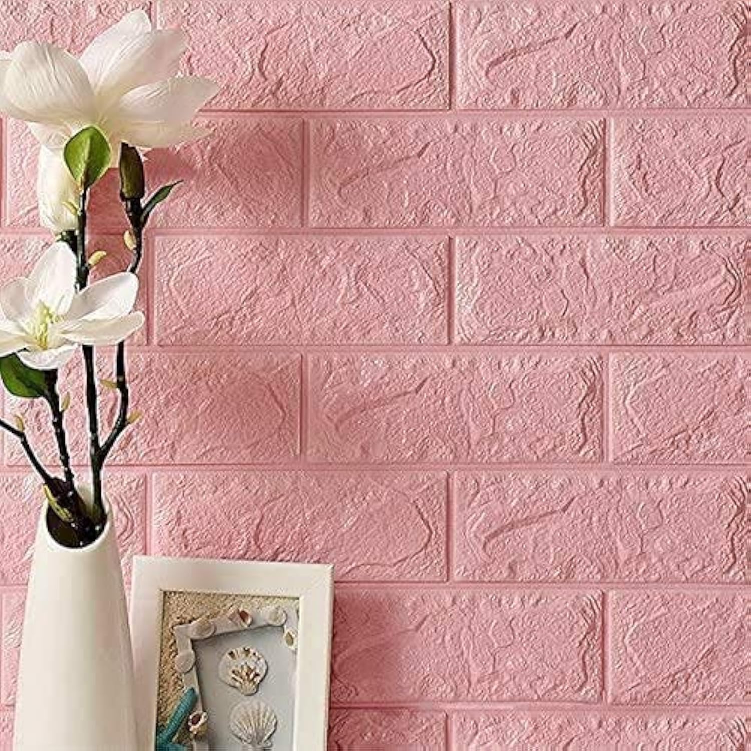Barebeauty 3D Wall Panels Brick Self-Adhesive Waterproof PE Foam Wallpaper, 3D Foam Brick Design Wall Stickers/DIY Decorative Furniture, Door Foam Tiles Wall Sticker Panels (1 Pink) (B0CS9PJ8S4) Amazon Price History, Amazon Price Tracker