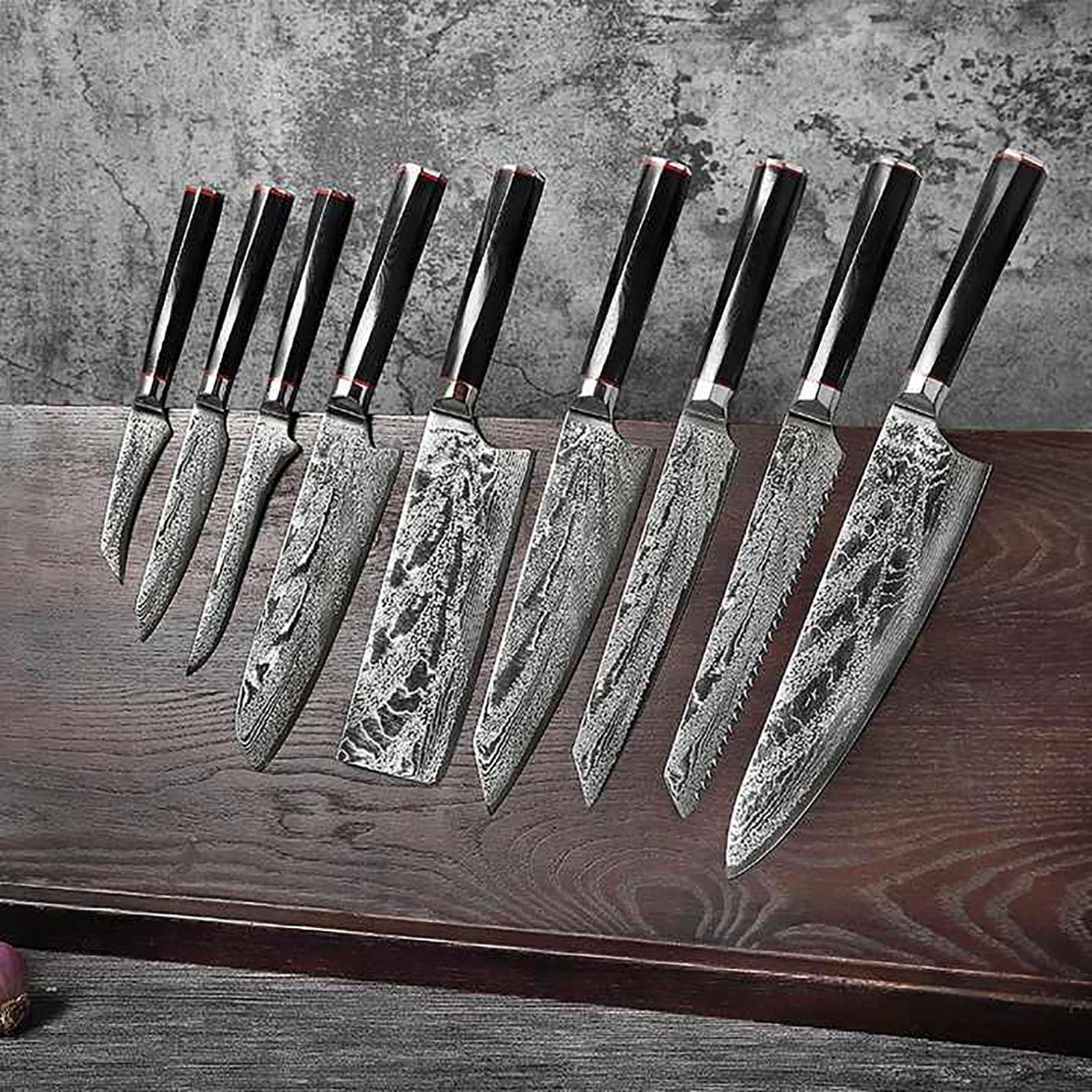 Damascus Knife Set Kitchen Utensils Knives Set for Kitchen - Prefer High Hardness Steel Core 60 2 HRC