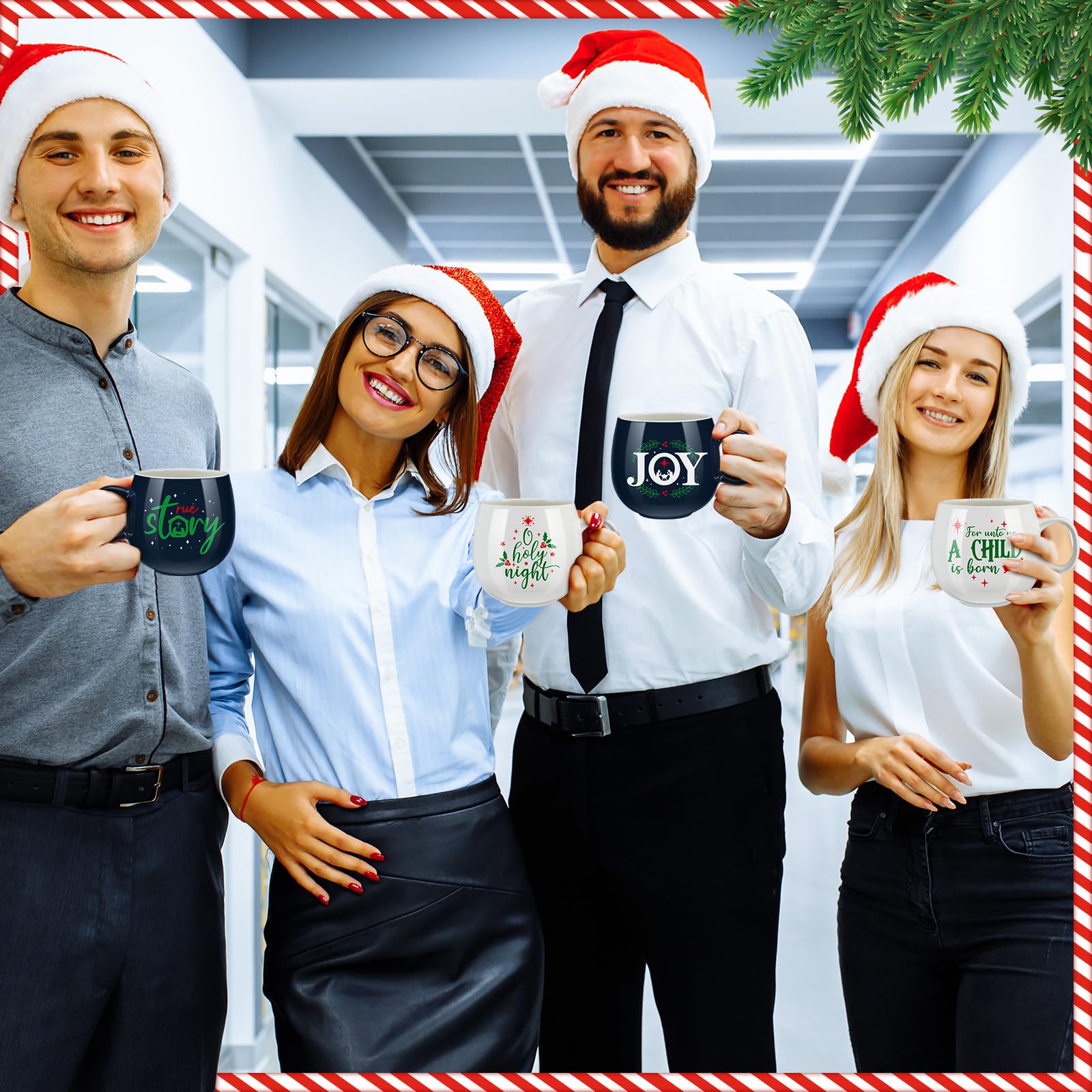 Didaey Religiöses Weihnachtstassen-Set, Krippe, Kaffeetassen mit Griff, 325 ml, Keramik, Weihnachts-Kaffeetassen, christliche Jesus, Geburt, Teetassen für Kaffee, heiße Schokolade, Weihnachtsgeschenk,