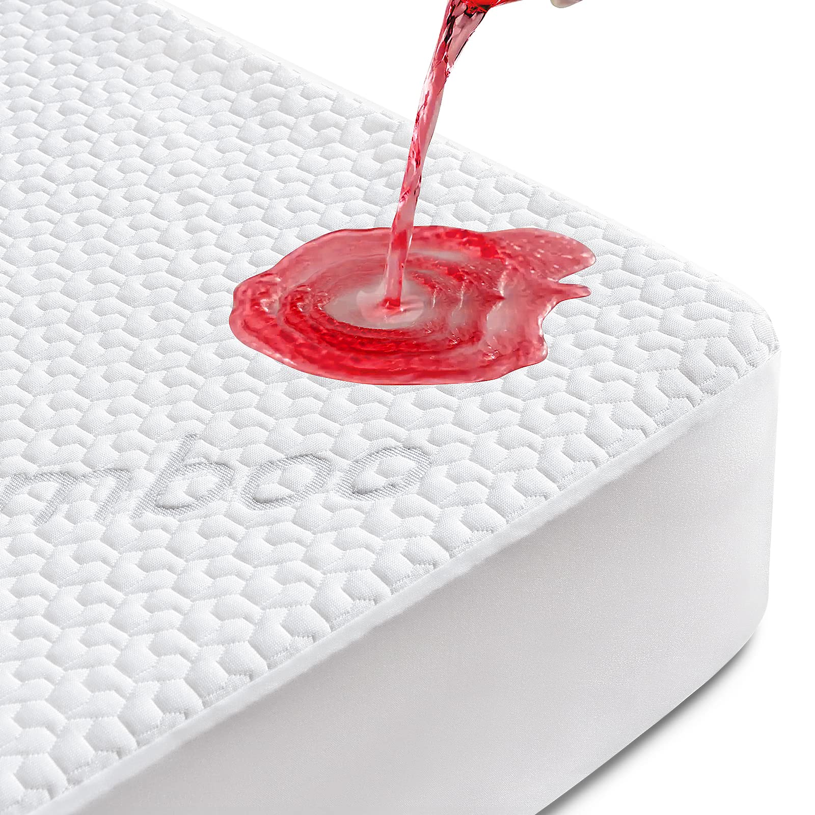 King Size Waterproof Mattress Protector Bamboo Mattress Cover 3D Air Fabric Cooling Mattress Pad Cover Fitted Mattress Encasement with Deep Pocket Up to 8''-21''Smooth Soft Noiseless Washable