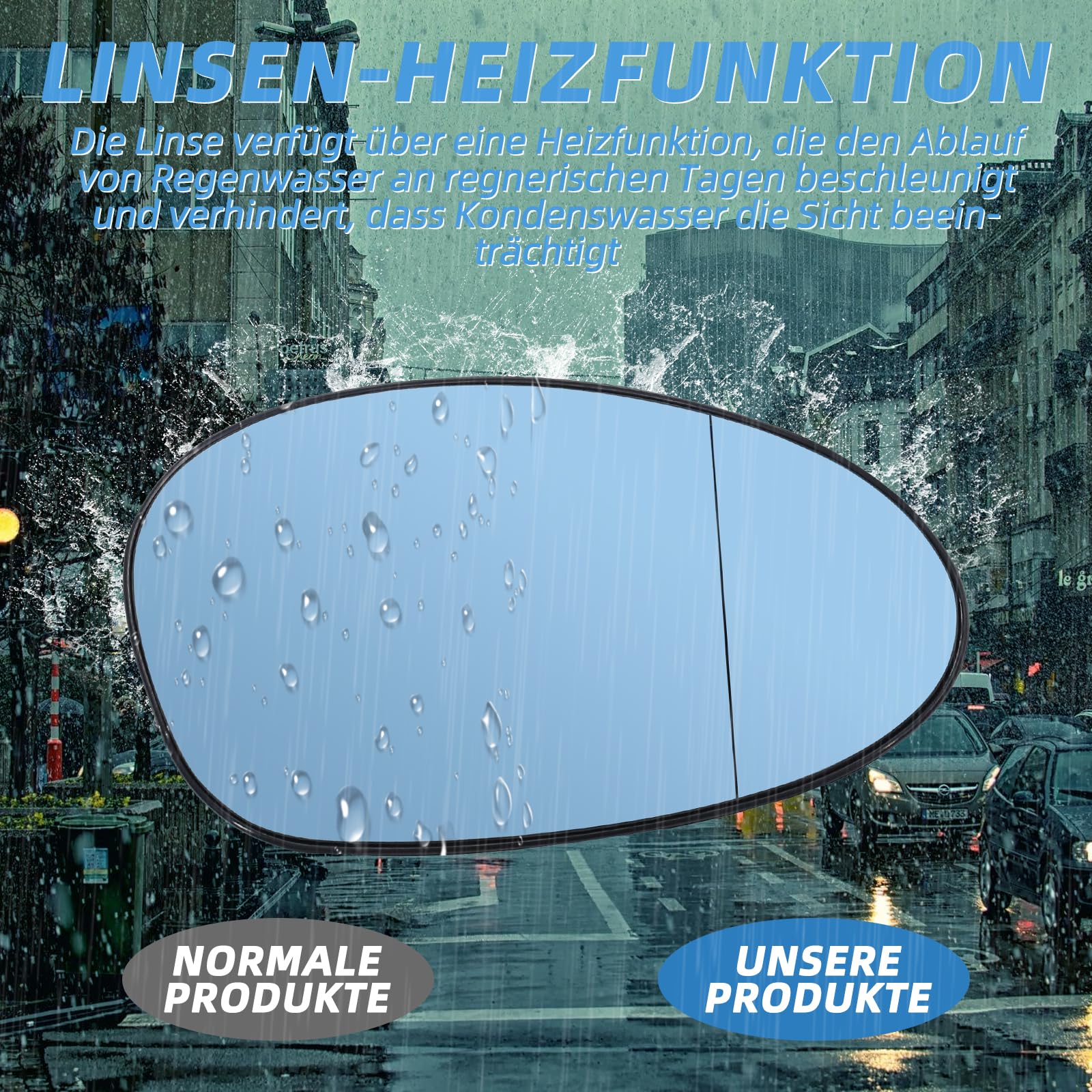 2x Außenspiegelglas Blau Getönt Heizbar für BMW 1er E81 E82 E87 E88 & 3er E90 E91 E92 E93, für E46 NUR für M3 (2000-2007 Clip-in), Spiegelglas Paar Links Rechts, Ersatz