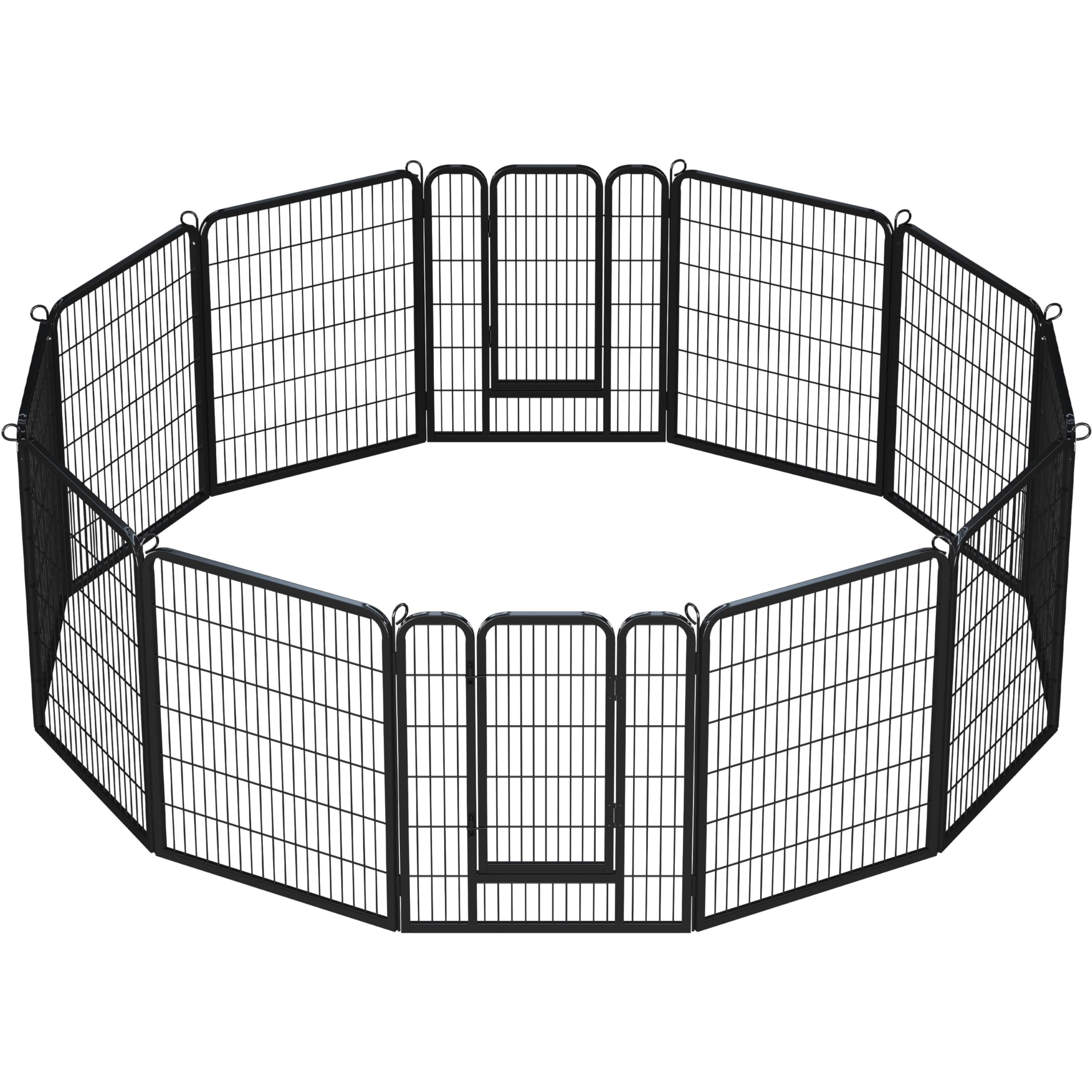 Yaheetech Parque para Perros Grandes Vallas para Perros 12 Piezas 80 X 100 cm Corral Metálica para Perros Parque Plegable para Mascotas Interior Exterior Jardín
