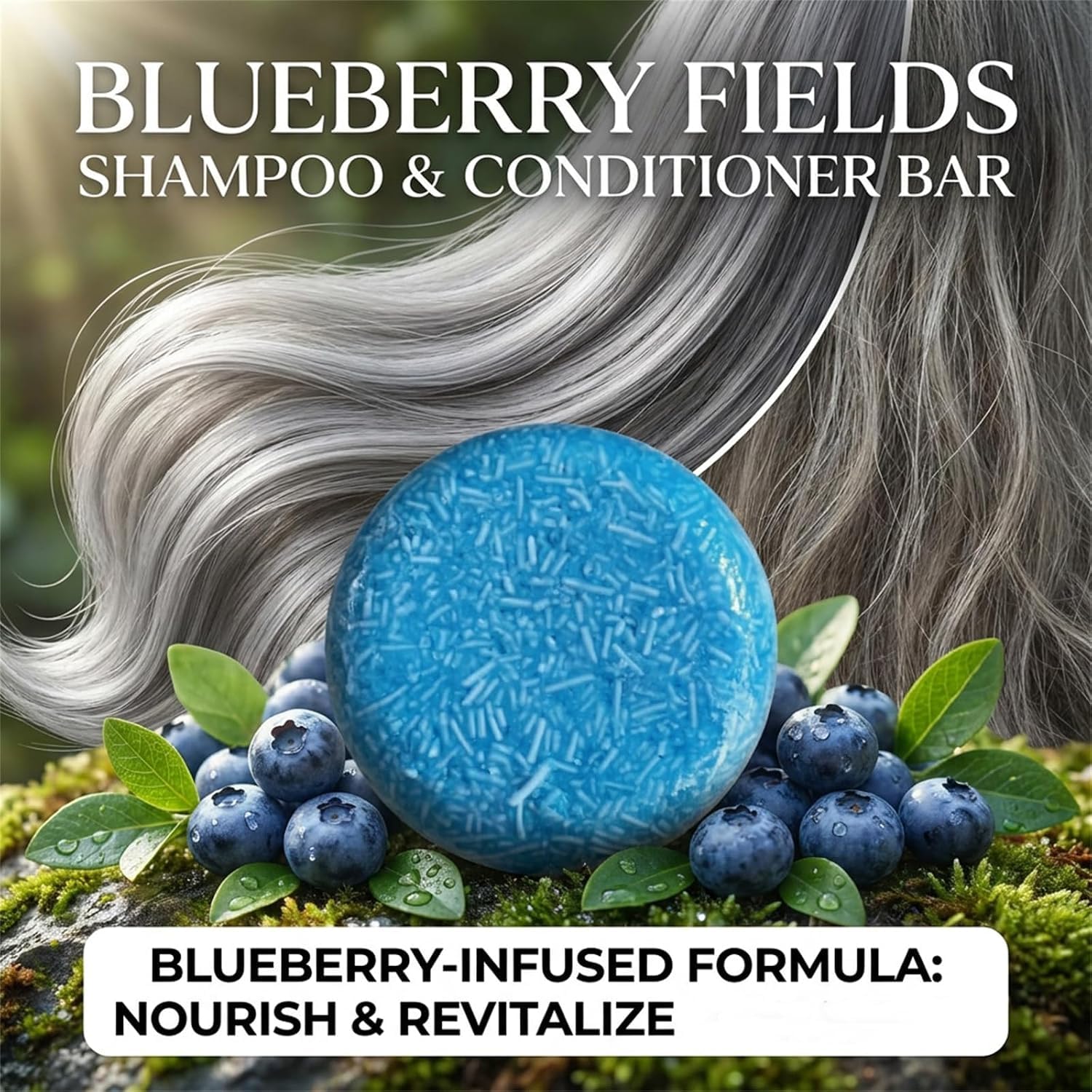 Blueberry Shampoo and Conditioner for Aging Hair Care Bar Set (5)