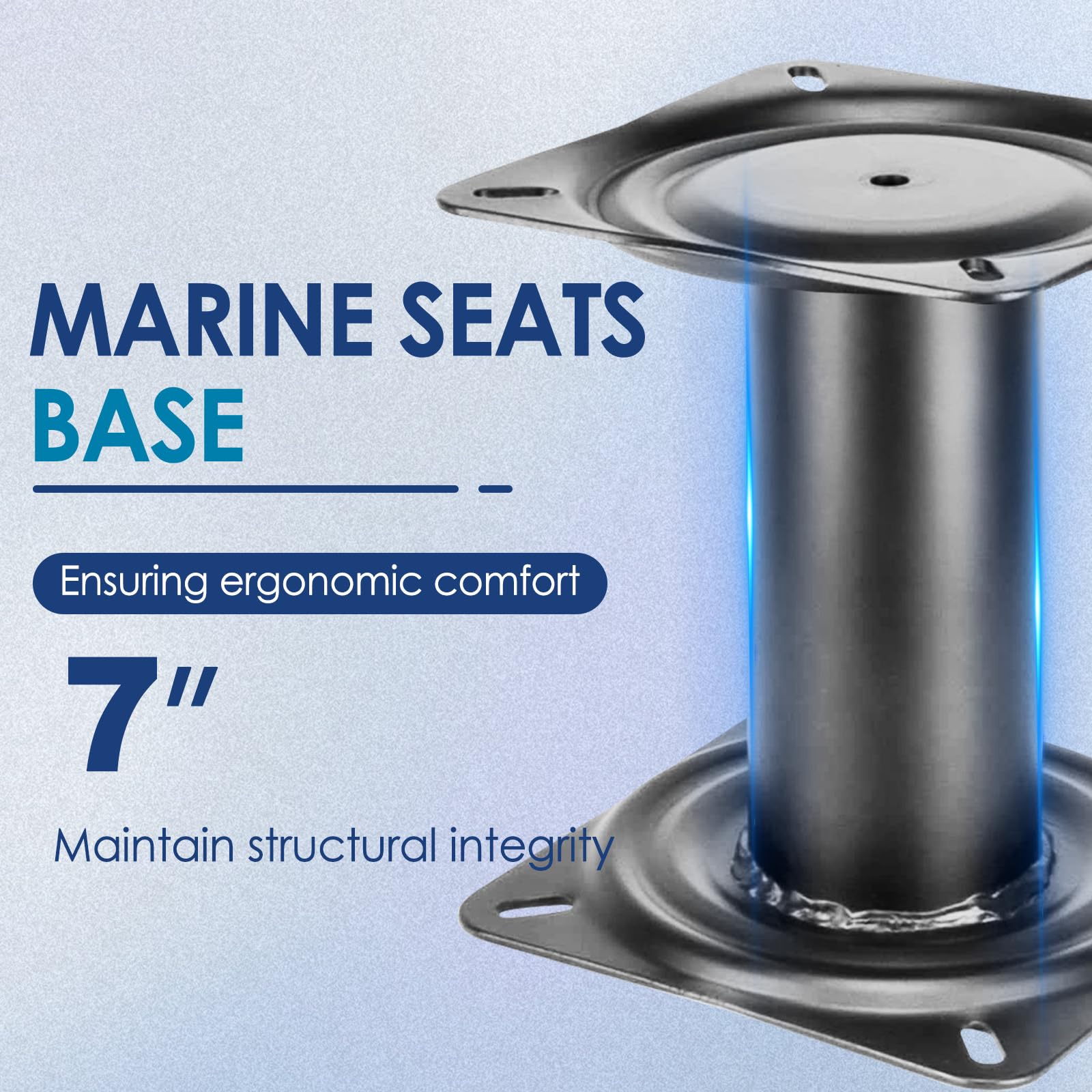 BESTMAN MARINE Boat Seat Pedestal Fixed Height 7 Inch Black Powder Coated Base for Yacht Boat Seat Mount,Ideal for Boating and Fishing Enthusiasts,Reinforced Welded Joints