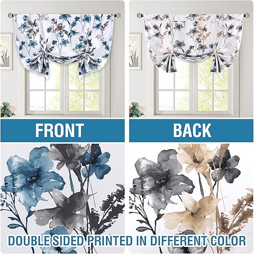 Miniatura 10 de H.VERSAILTEX Cattleya - Cortinas reversibles con estampado floral y bolsillo para barra para ventana pequeña, 42 pulgadas de ancho por 45 pulgadas