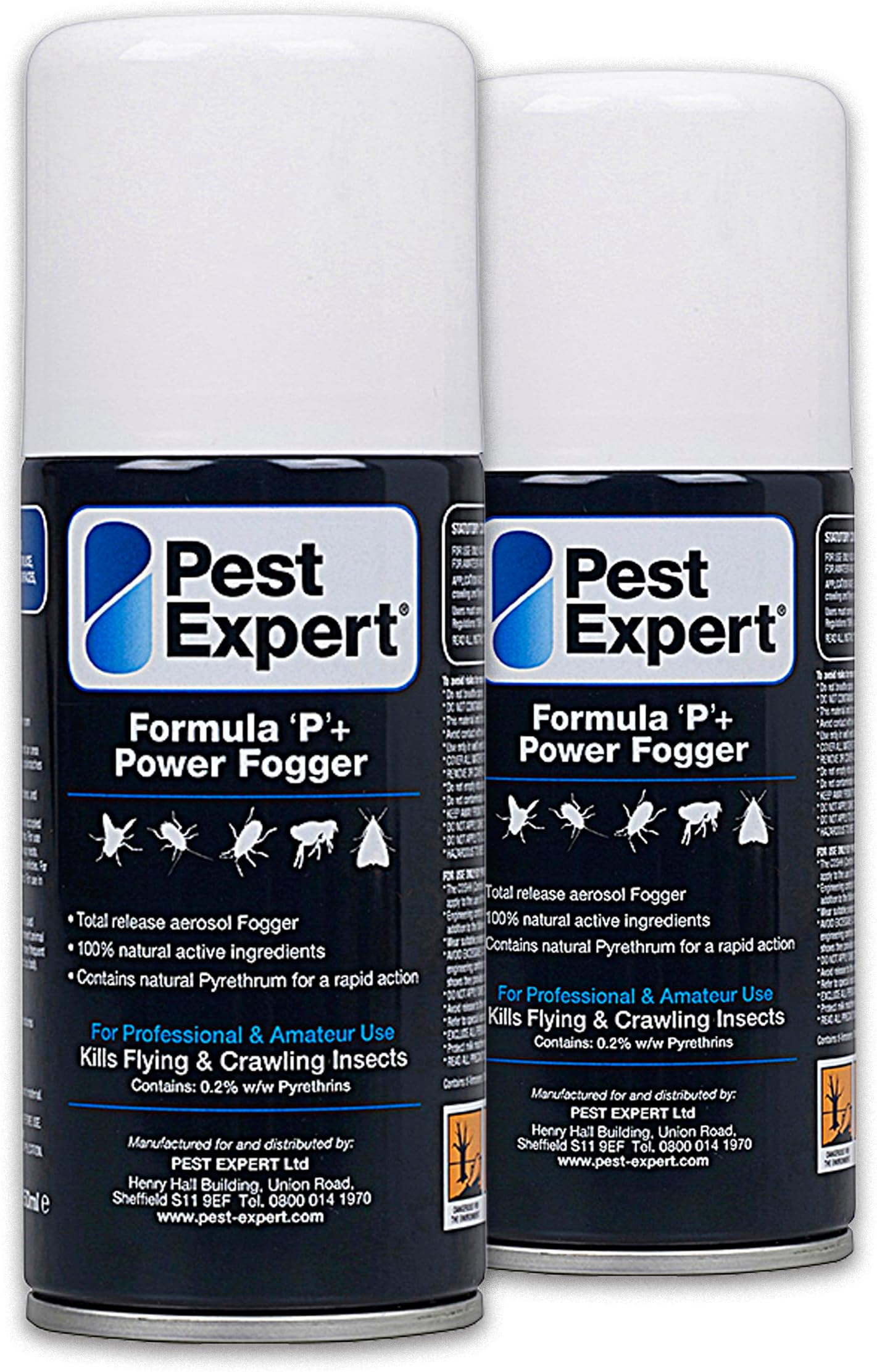 Pest Expert Formula ‘P+’ Bed Bug Killer Fogger 2 x 150ml - Maximum Strength Bed Bug Bombs for Fast-Acting Effective Control, Professional Strength for Approved Amateur Use
