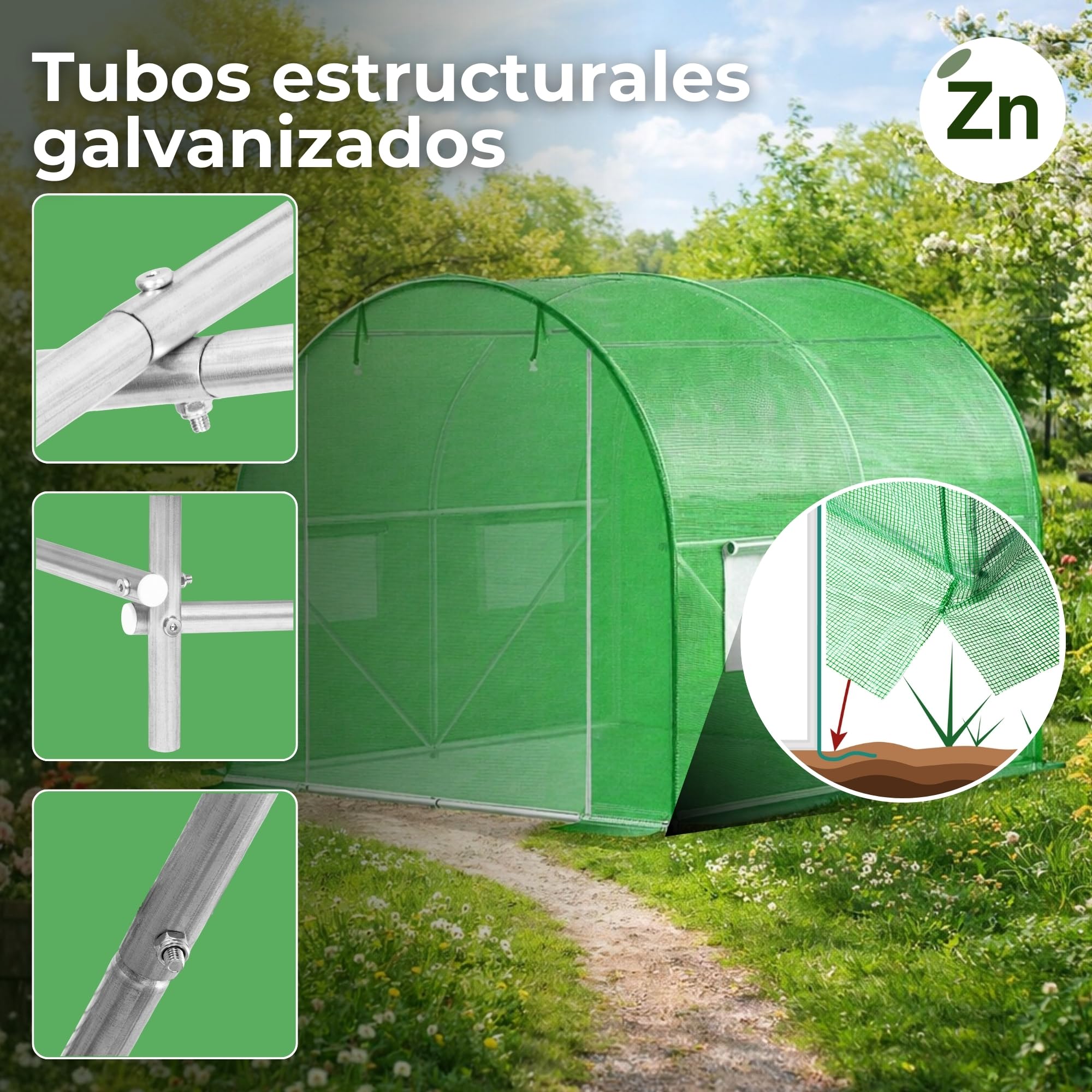 SPRINGOS Invernadero con Ventana de Techo arqueada de túnel de Polietileno 200 x 300 x 200 cm