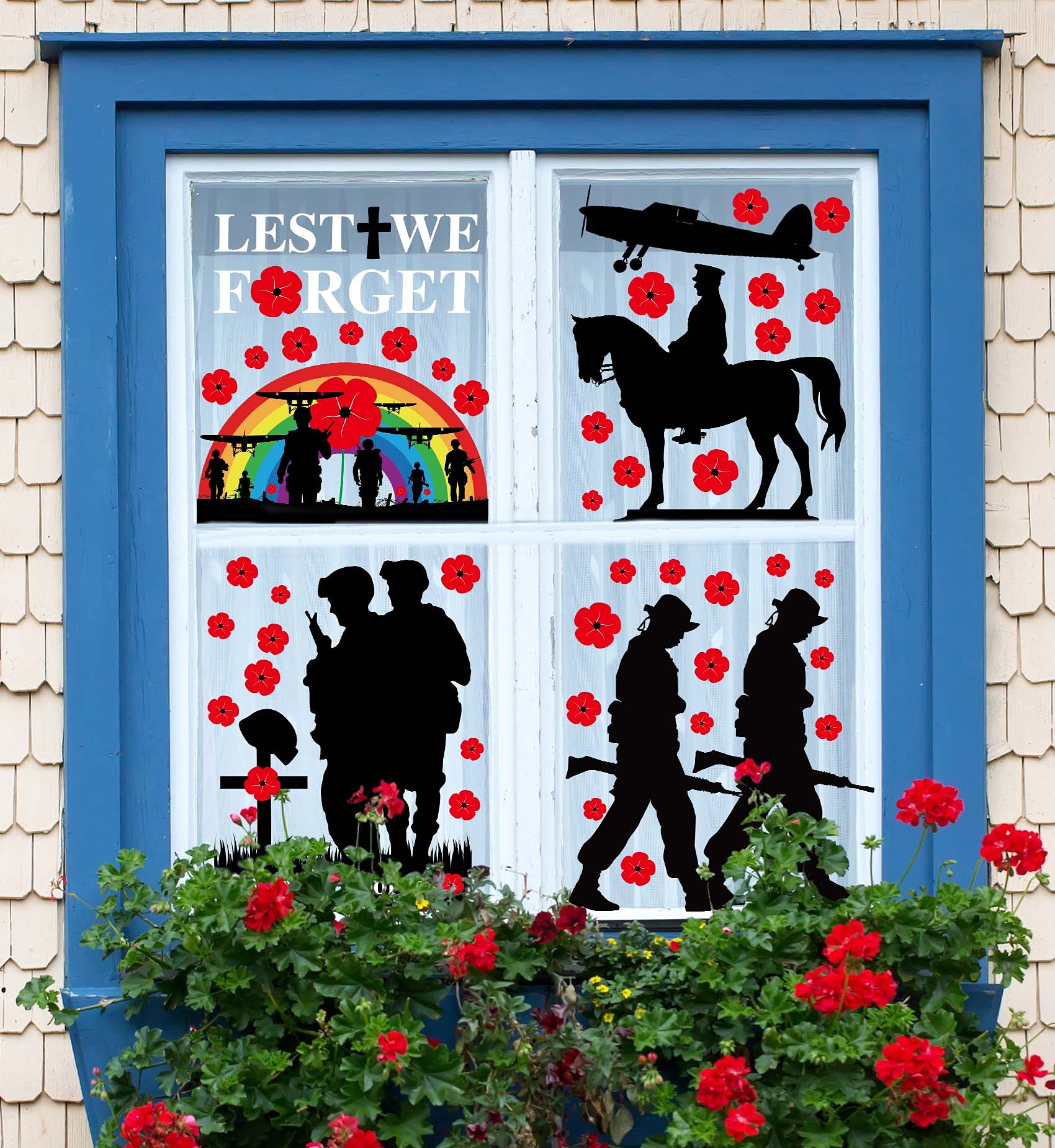 Buy Partypoter Lest We Stickers 8 Sheets Poppy Window Stickers