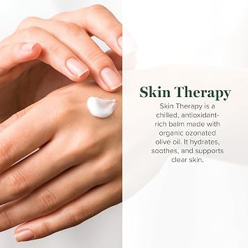Global Healing Center Skin Therapy-Organic Ozonated Extra Virgin Olive Oil Salve for All Skin Care Routines-Cold-Pressed Face & Body Moisturizer to Hydrate and Soothe Dry Skin to Soft & Smooth-1.5 Oz