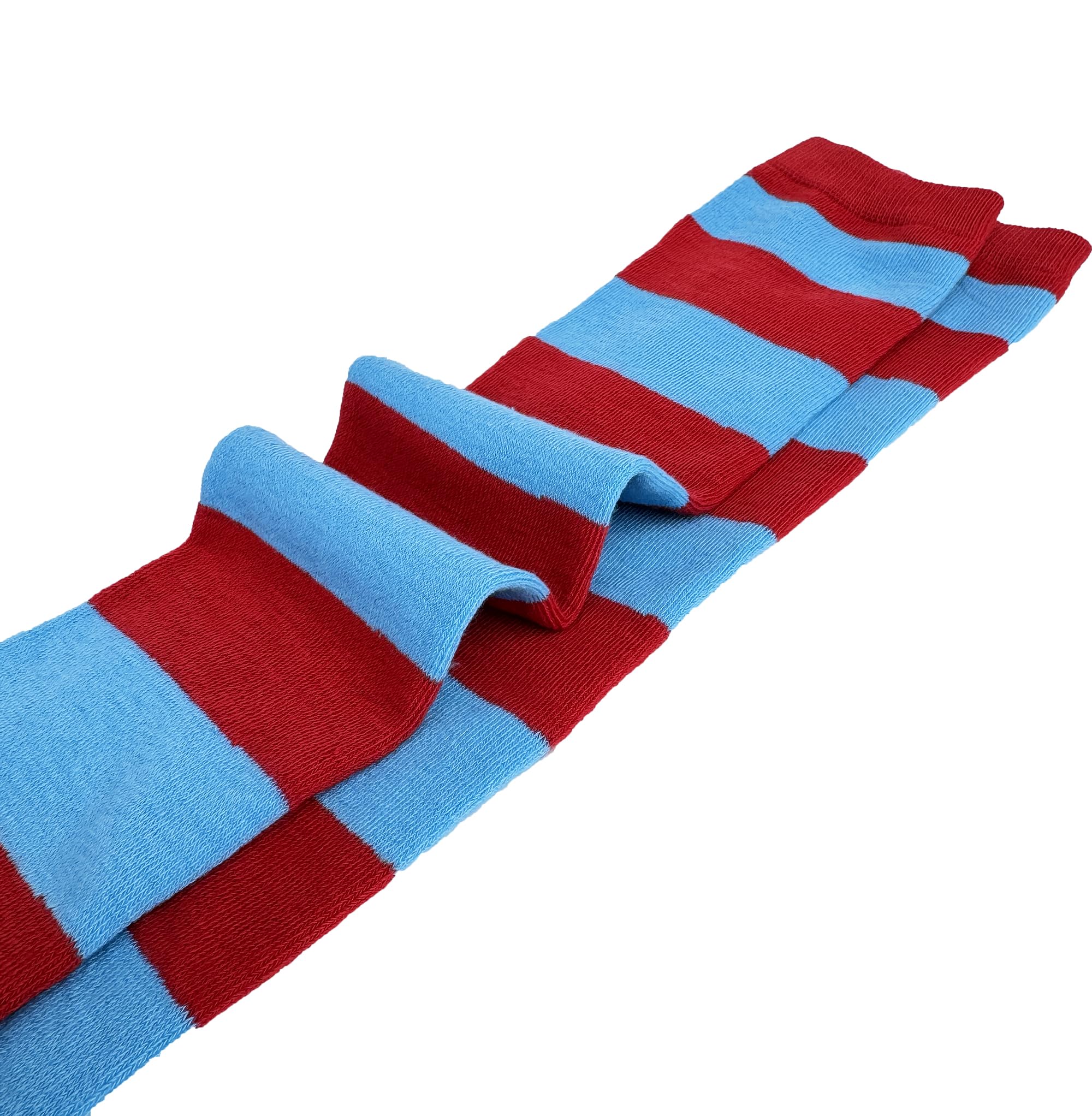 Bestjybt Women Striped Thigh High Socks Over Knee Socks Knee High Costume Stockings Leg Warmers: One Size Red Blue