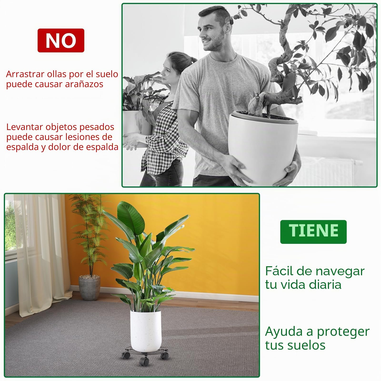 4 ruedas redondas para plantas, de metal, 27 cm, para exteriores, resistentes a la intemperie, posavasos con ruedas, para verduras, plantas en maceta, objetos pesados