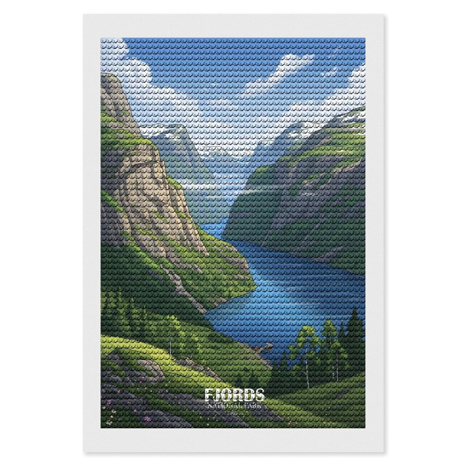 Junmoney Fjords National Park Landscape Norway Diamond Art Canvas 8"x12", Decorate Your Room, Mindful Craft Activity, Cosy Home Accent, Thoughtful Handmade Gift