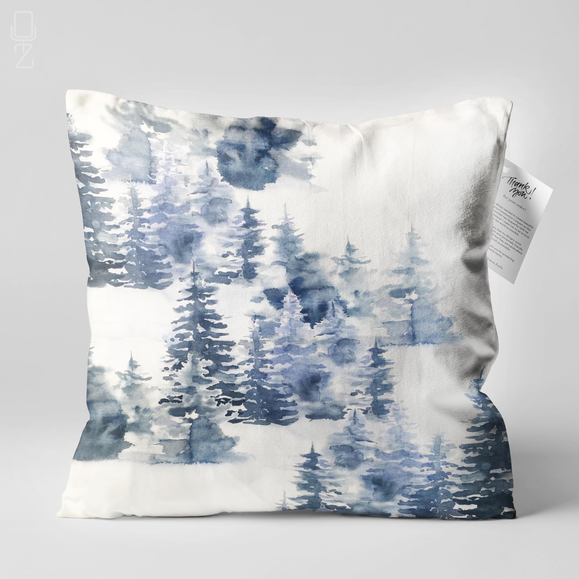 OyzShop Christmas Cushion Cover with Blue Grey Pine Trees Themed, Double Sided with Multi-Sizes, 60x60cm (24x24 Inch), Option 4 (1 Piece)
