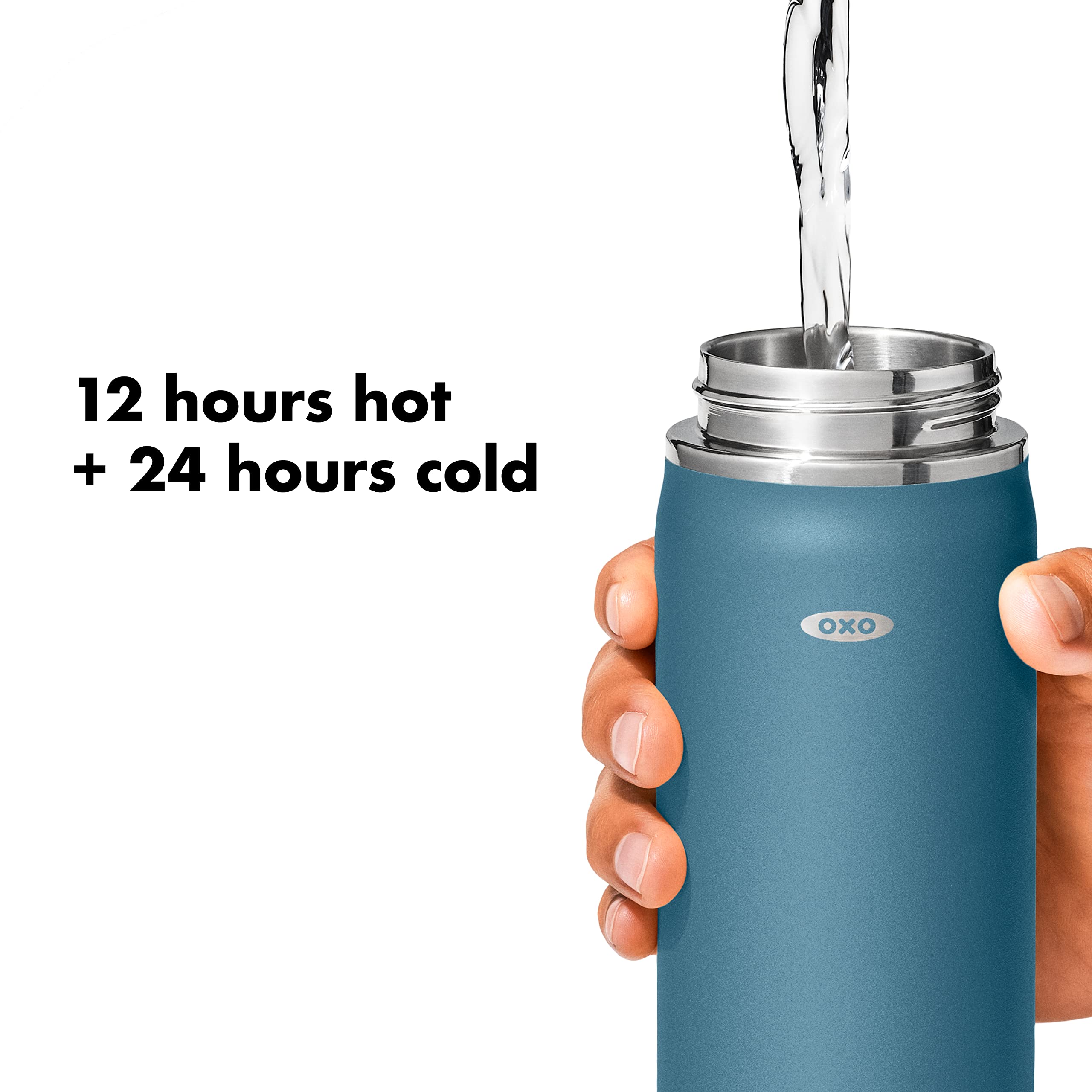 OXO Strive Wasserflasche mit breiter Öffnung, 590 ml, mit Strohhalmdeckel, Aquamarin