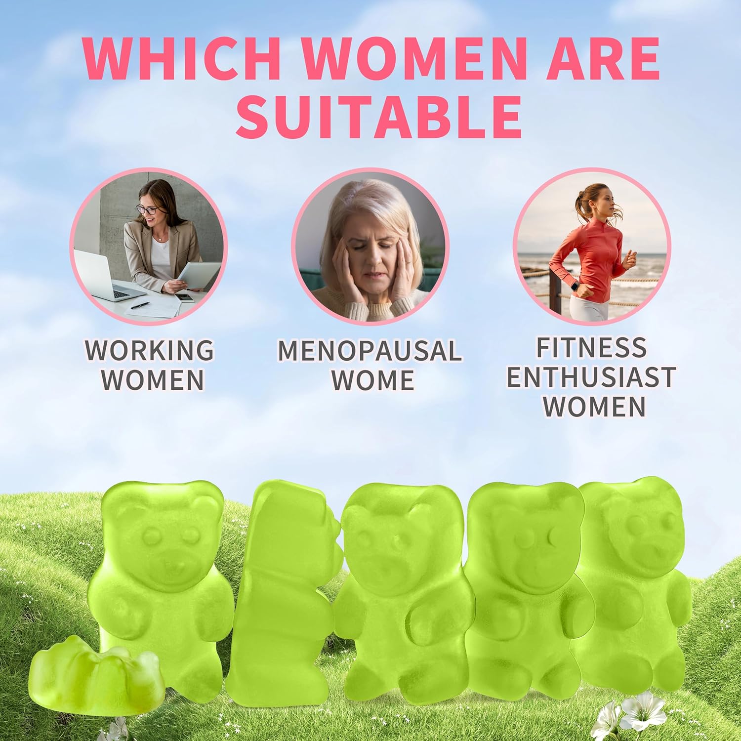 (2 Pack) Cortisol Gummies for Women,Cortisol Manager with Ashwagandha,Magnesium,L-theanine,Phosphatidylserine,Rhodiola Rosea,Black Pepper for Mood Support,Sleep,Apple Flavor,60 Day Supply - Image 2