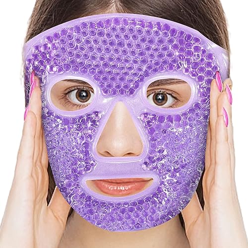 Máscara facial de hielo, máscara facial de gel, paquete de hielo facial para mujeres y hombres, paquete de compresa de terapia de frío y caliente,