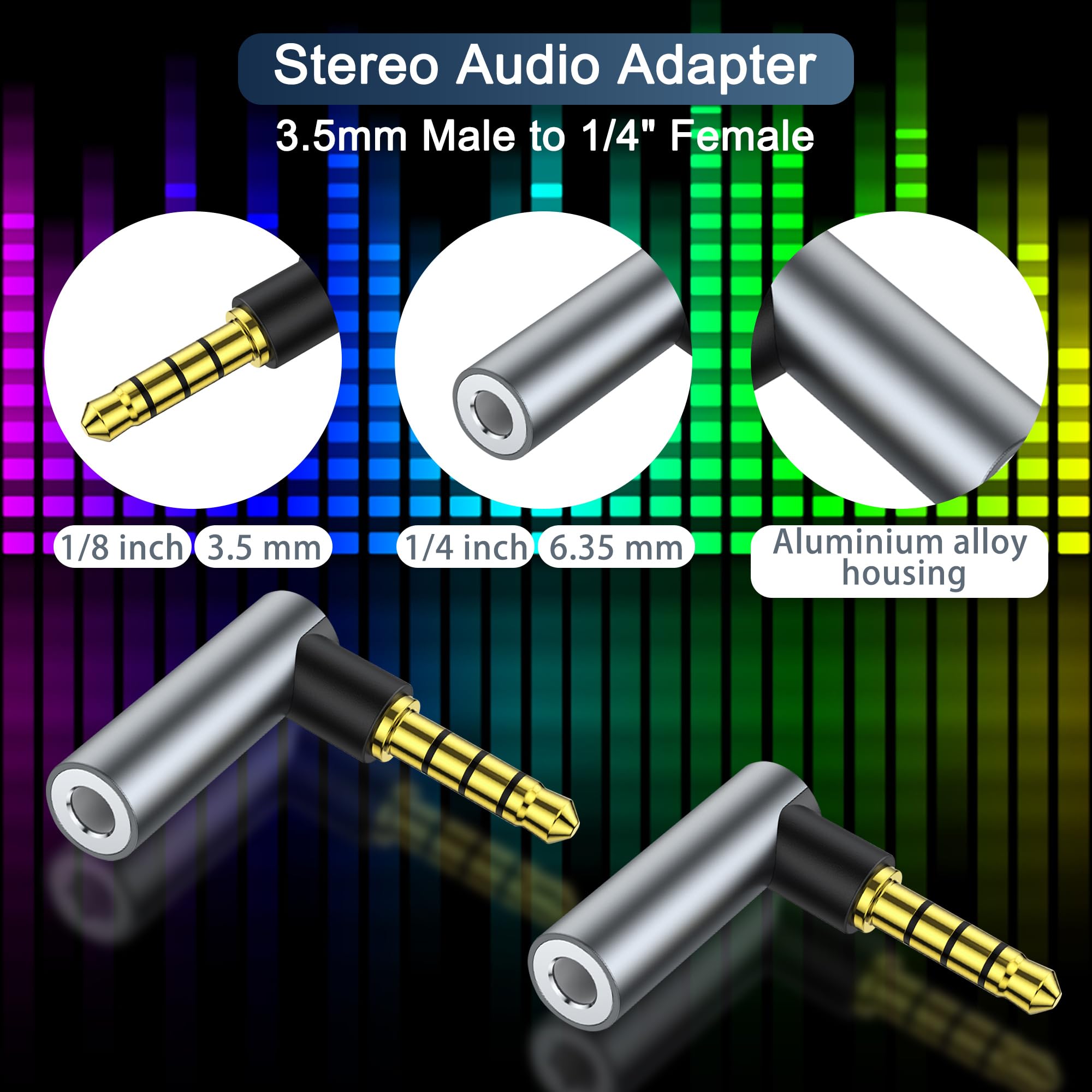 HATMINI 3 Pack Angle 3.5mm Male to Female Audio Adapter?90 Degree Right Angle 3.5mm 1/8