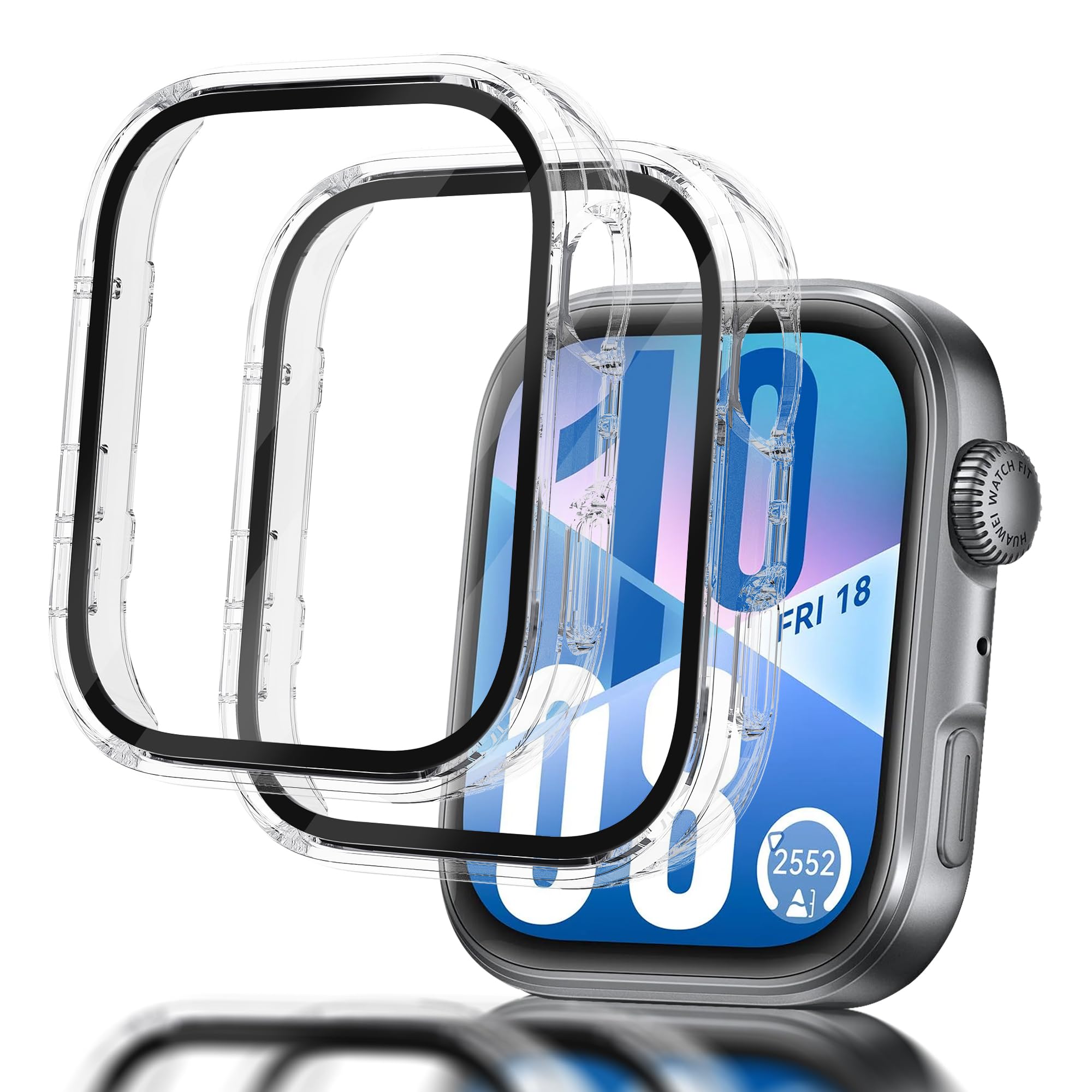 2 sztuki etui do Huawei Watch Fit 4 etui ochronne z ochroną wyświetlacza, twardy PC 360°, ochrona przed zadrapaniami, kurzem, ultracienkie etui ochronne do Huawei Watch Fit 4