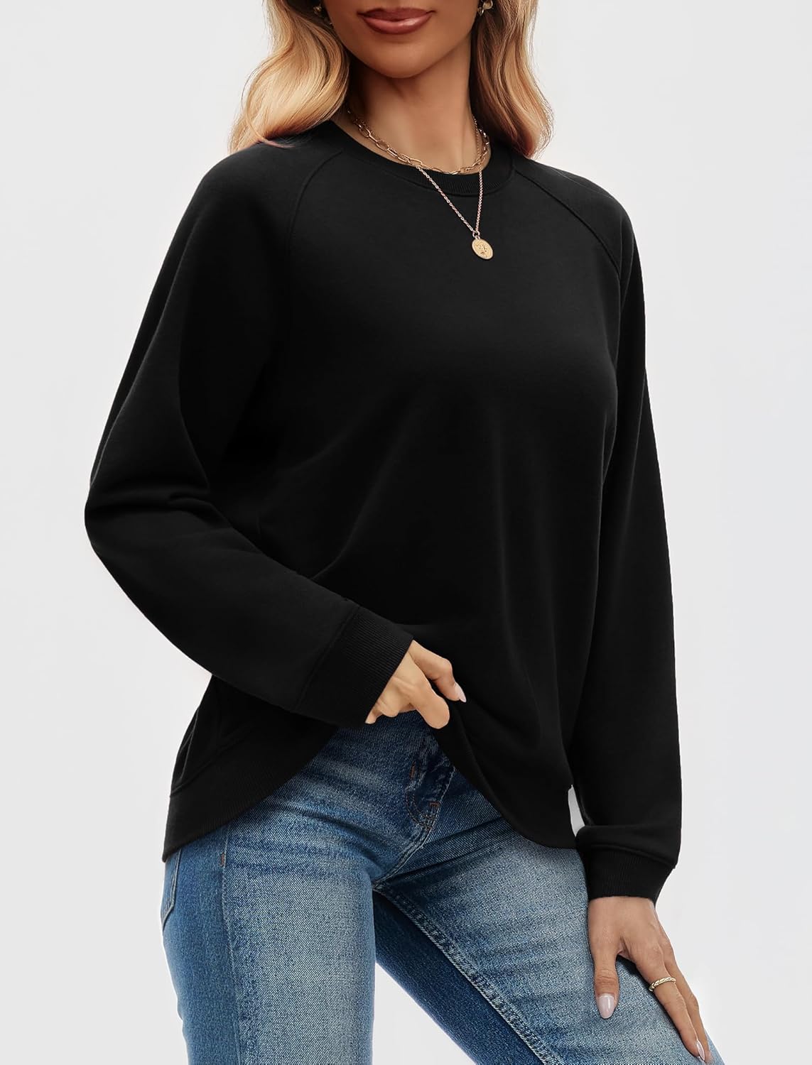 Oversized Sweatshirt for Women Fleece Lined Crewneck Pullover Sweatshirts Loose Fit Fall Long Sleeve Tops - Image 2