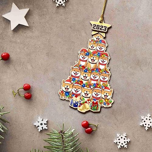 Miniatura 5 de V VIBEPY Adornos Shiba personalizados impresos, adornos de Navidad Shiba, adornos de Shiba para árbol de Navidad, adornos de 3.5 pulgadas de 3