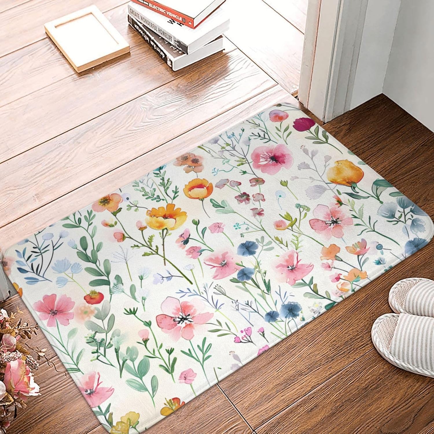 Floral Mat for Bathroom 24x16in Flowers Rug Non Slip Washable Bath Rugs Soft Absorbent Kitchen Rugs Decoration Rugs Indoor Floral Mat for Bathroom 24x16in Flowers Rug Non Slip Washable Bath Rugs Soft Absorbent Kitchen Rugs Decoration Rugs Indoor
