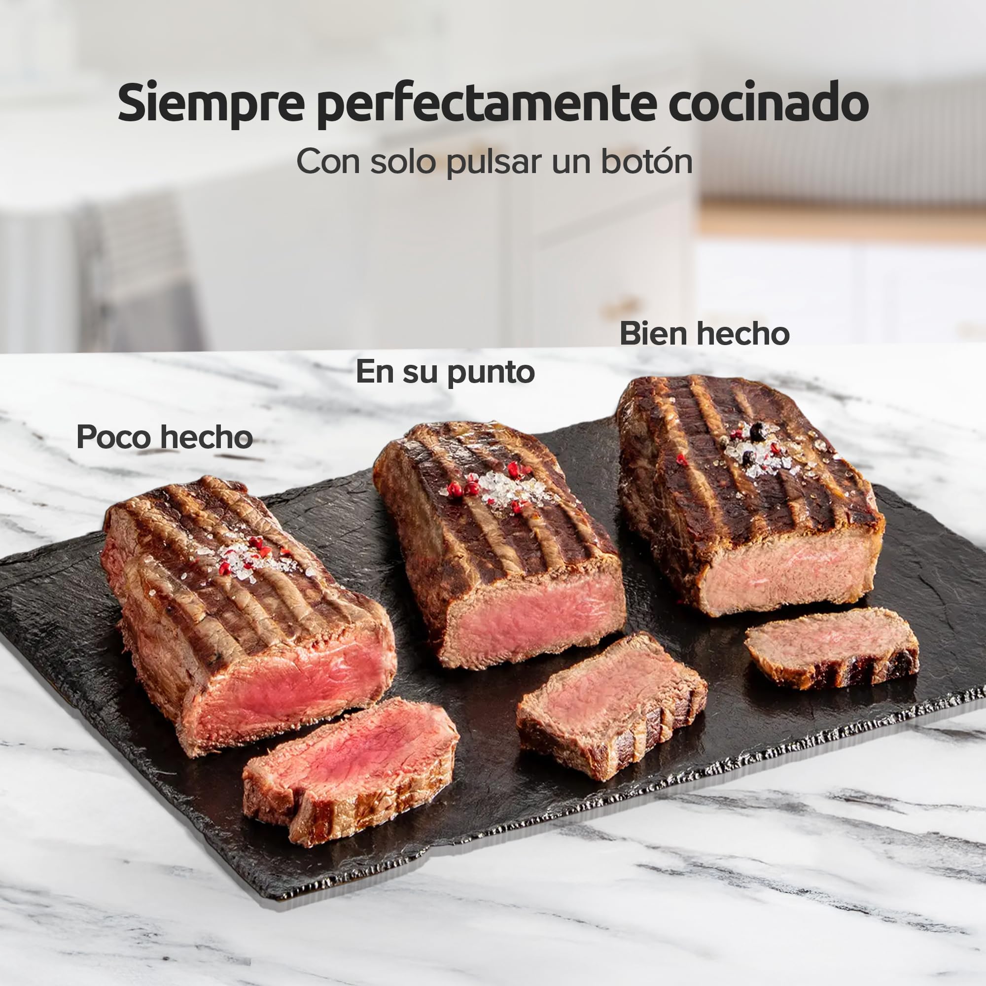 Olvy Kontaktgrill – Parrilla Eléctrica 5 Programas Automáticos – 180° Apertura – 2000 W – Placas Antiadherentes Desmontables – Termostato y Temporizador – Panini, Sandwich, Steak, Verduras