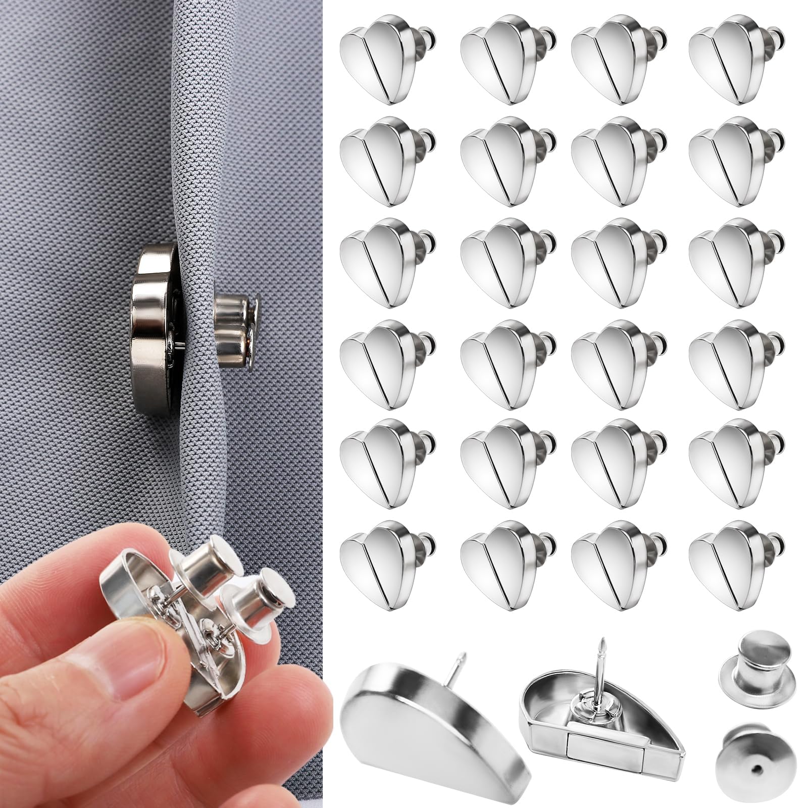 24 Pairs Magnetic Curtain Closure, Magnetic Curtain Clips for Indoor Outdoor Curtains to Prevent Light Leaking, Curtain Magnetic Clips for Home