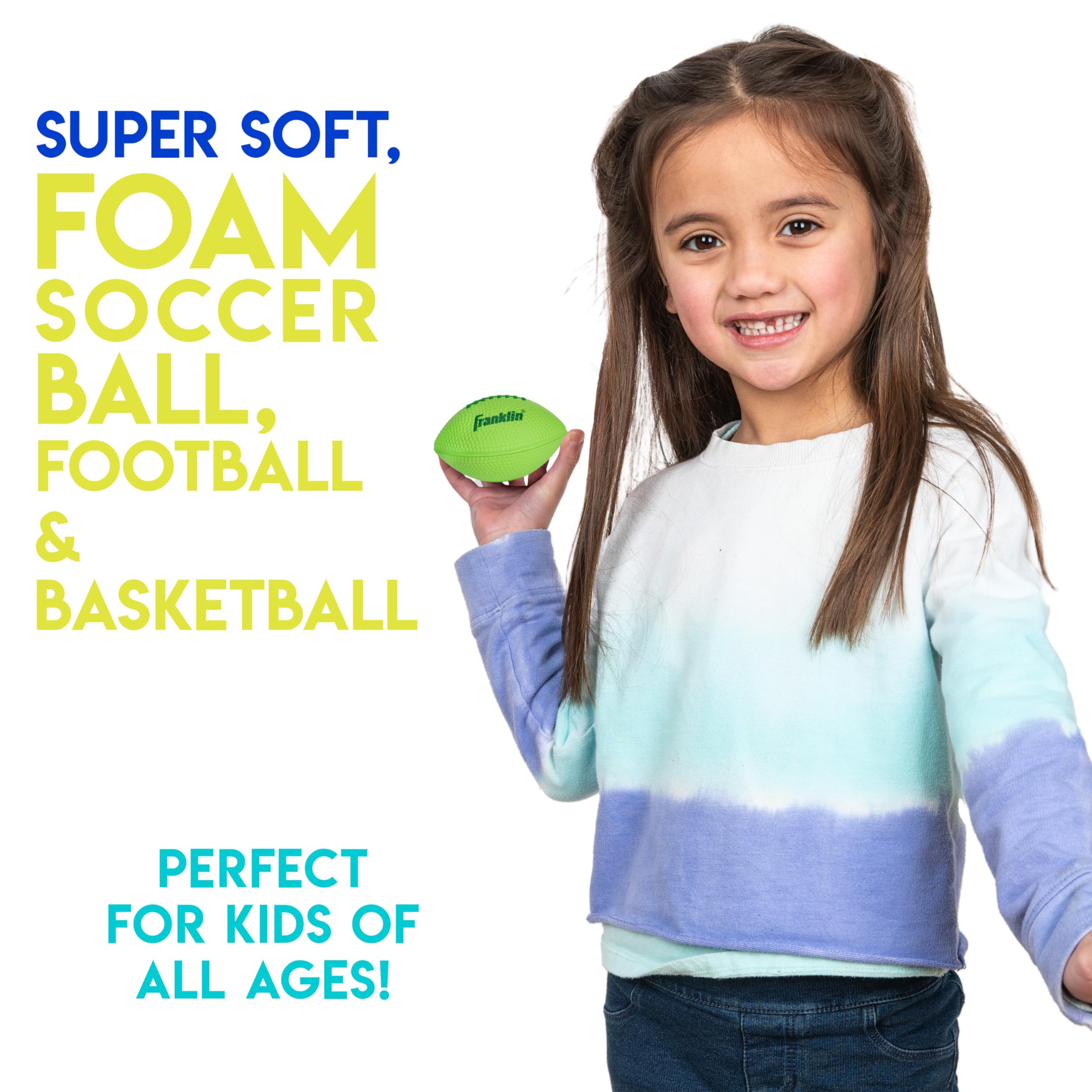 Franklin Sports Kids Foam Sports Balls - Mini Foam Footballs, Basketballs + Soccer Balls for Kids - Indoor + Outdoor Soft Toy Equipment - Perfect Backyard + Practice Toys - Image 6