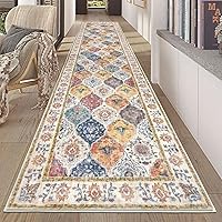 Vista 97 de HEBE - Alfombra de pasillo de 2 x 8 pies, lavable, vintage, envejecida, antideslizante, alfombra de lavandería, alfombra bohemia para pasillos