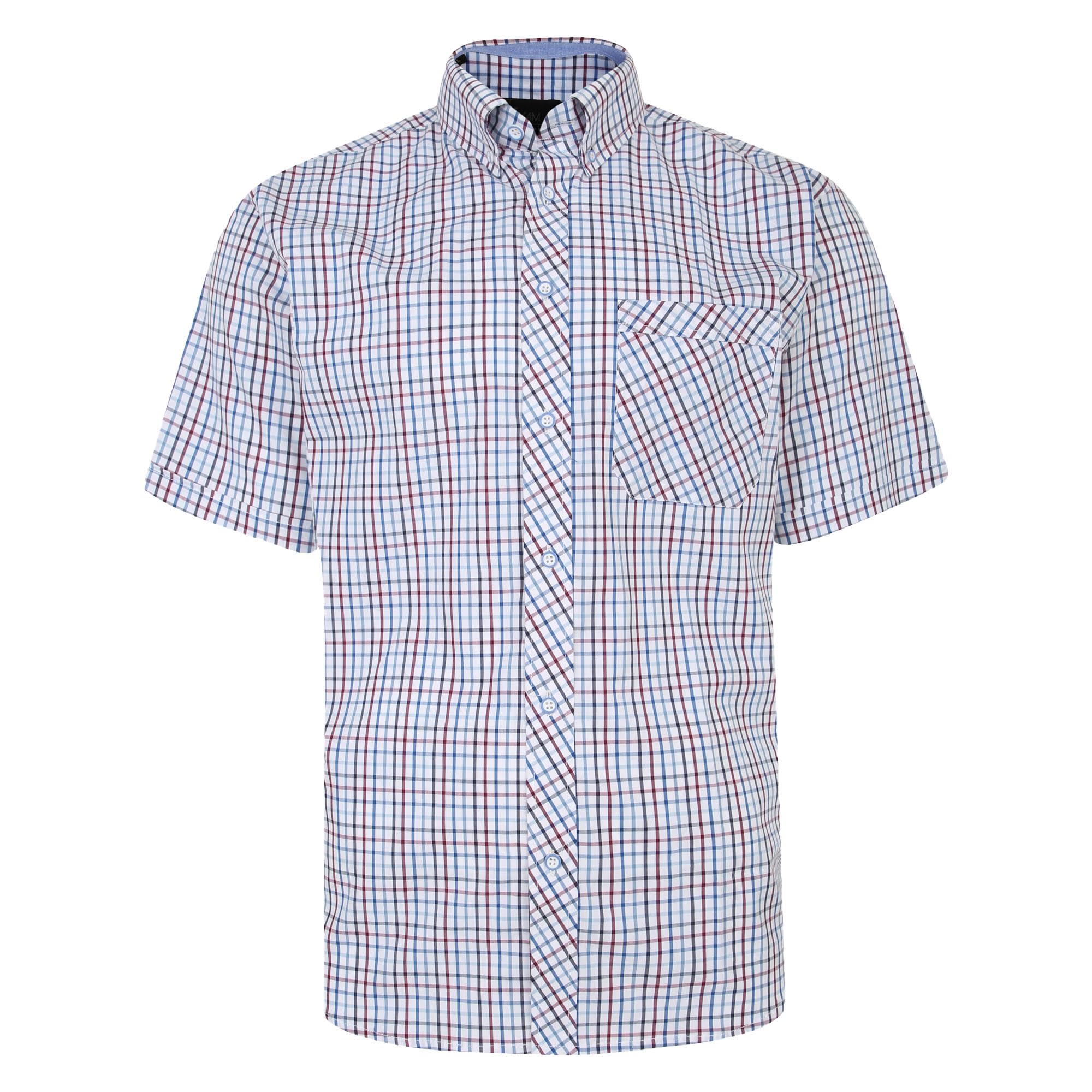 Kam White Big And Tall Men Shirt 100% Cotton Check Half Sleeve Shirts For Men, Colour, - 3XL 3Xl Plus Tall
