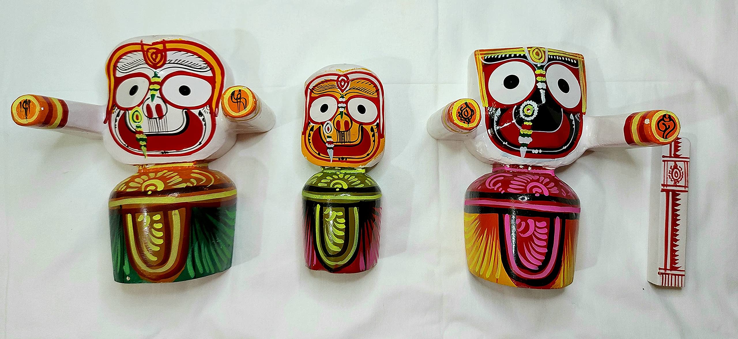Wooden Hindu Idols - Jagannath, Balabhadra, Subhadra -1