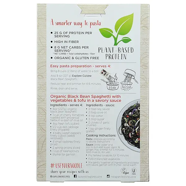 Explore Cuisine, Pasta Spaghetti Black Bean Organic, 8 Ounce 3