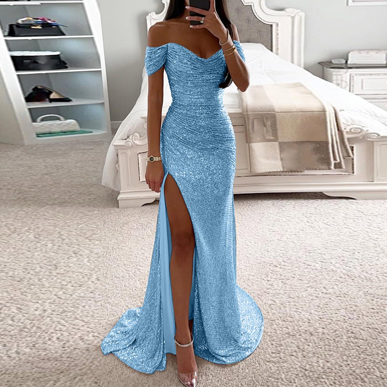 Vestido de verano para mujer, con lentejuelas, para playa, cóctel, verano, informal, occidental, para vacaciones, salir, cita, noche, modesto, trabajo, club, mujer, adolescente, sexy, favorecedor