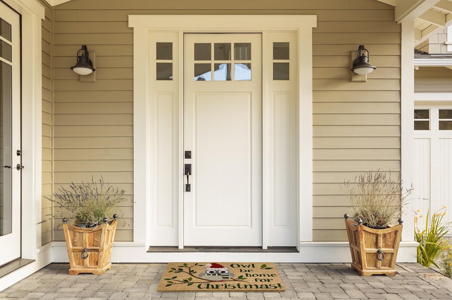 DII Outdoor Christmas Door Mat Collection Decorative Holiday Doormat, Front Porch Décor, 17x29, Owl Be Home