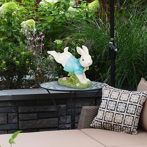Miniatura 6 de Estatuas de esculturas de jardín de decoración de Pascua, estatuas de resina de conejo saltador, estatua de conejo, decoración de jardín para