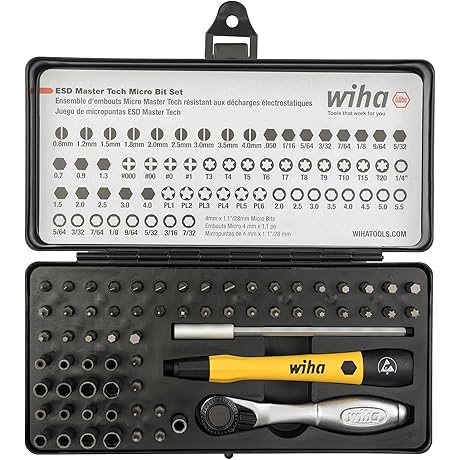 Wiha 75965 65-Piece System 4 ESD Safe Master Technician Ratchet and MicroBits Precision Screwdriver Set