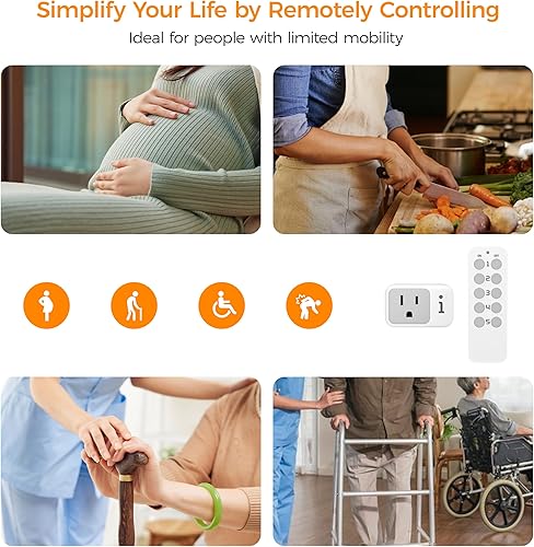 Miniatura 4 de Toma de control remoto inalámbrico, enchufe eléctrico de pared TESSAN con interruptor de luz de encendidoapagado para luces de cadena de interiores,