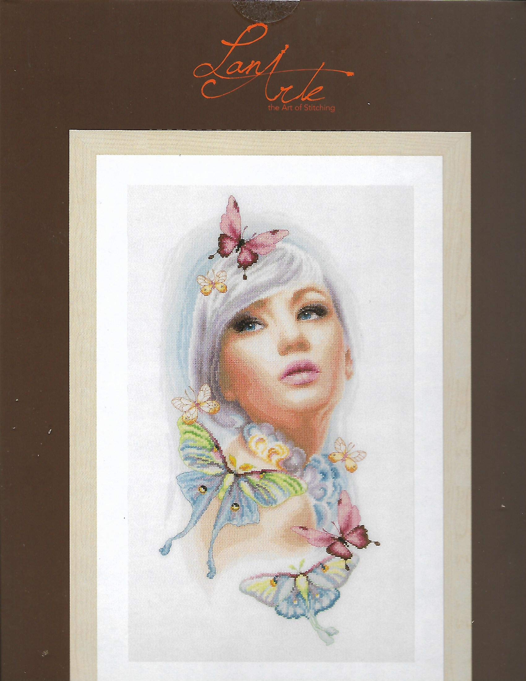 LANARTE Kits De Punto De Cruz Contado Completo Arte De Pared DIY NIÑA Mariposa Manualidades Adultos