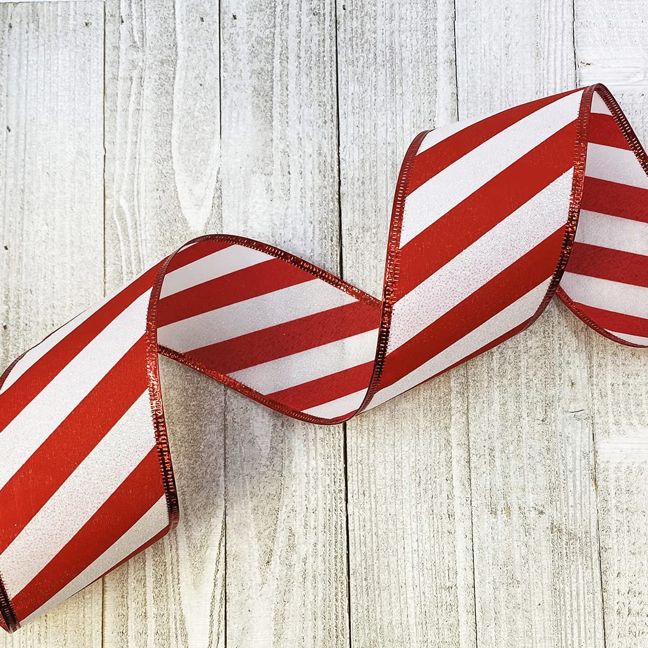 Morex Ribbon Cinta, poliéster, rojo/blanco, 2.5 pulgadas x 50 yardas