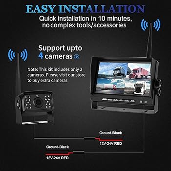 RV Backup Camera Wireless Recording 2 Cameras - Plug And Play Pre-Wired For Furrion System Night Vision 4 Channels HD 1080P 7'' Touch Key Monitor Rear View Camera For Trailer/Trucks/Camper Yakry Y28