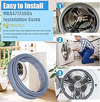 Vista 7 de Mejorado MDS47123605 Junta de arranque de puerta de lavadora Compatible con sello de puerta de lavadora de carga frontal LG y piezas de lavadora