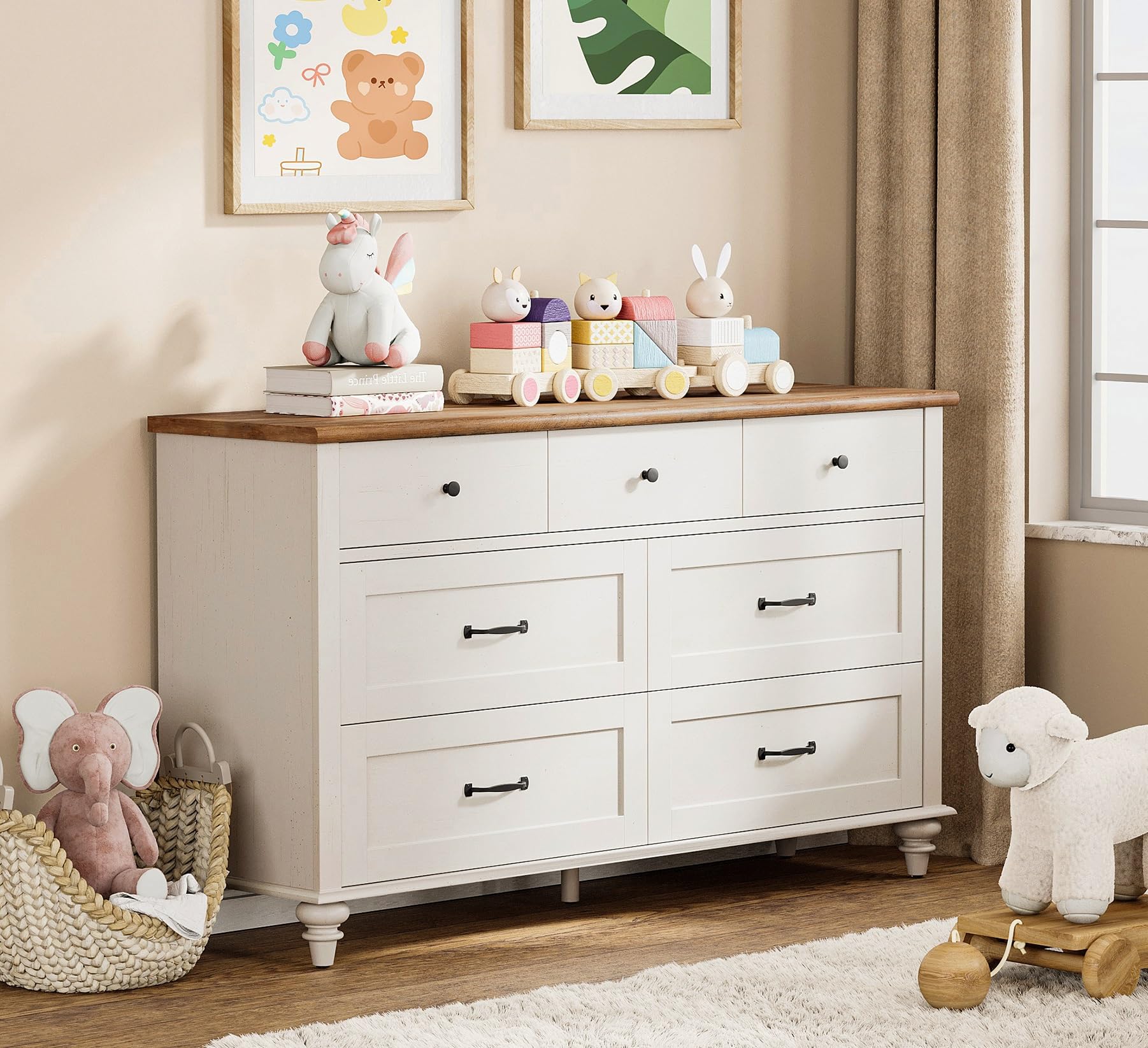 nursery dresser Denman 2 Piece Set | Nursery Furniture Sets 55.5 x 30.3 x 37.4 Dresser Sage Green YappyIcon Solid Oak
